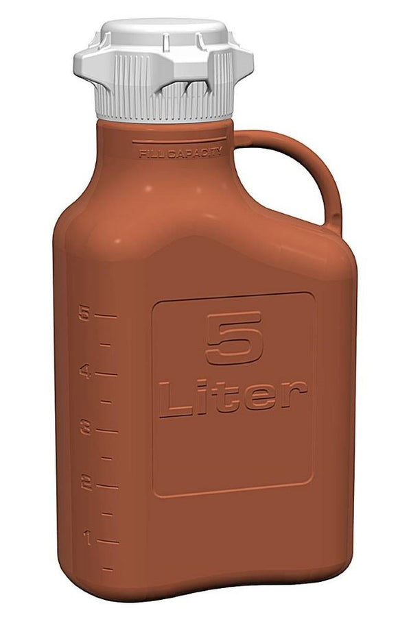 Carboy, 5L, Amber HDPE, 83B Cap Each