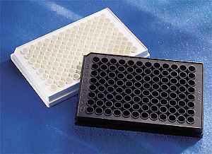 3916 95 Well Solid Black Flat Bottom Polystyrene TC-Tre