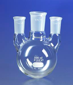 PYREX 500mL Three Neck Distilling Flask with Verti