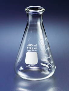 PYREX 125mL Narrow Mouth Erlenmeyer Flasks with He