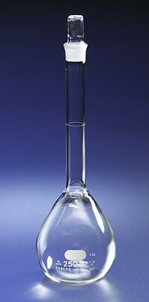 PYREX 200mL Economy Volumetric Flasks, Glass Stand