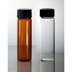 2 Dram, Amber 19x65mm Vial, 15-425mm Thread, Black