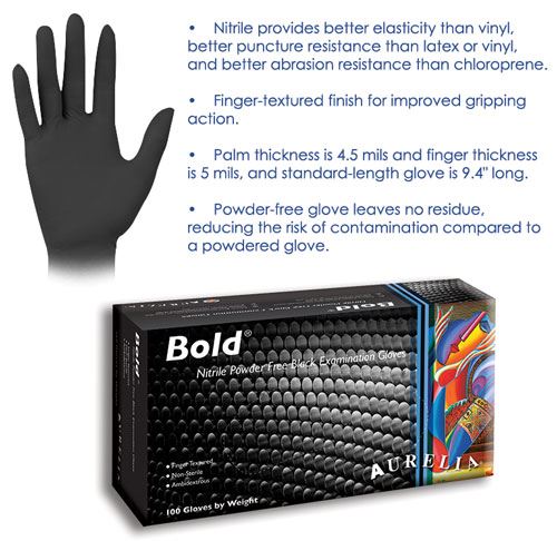 Nitrile Gloves, Black, Extra L