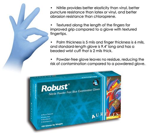 Nitrile Gloves, Blue, Large,