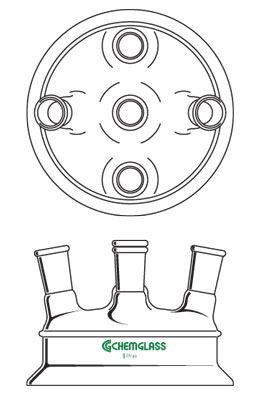 Lid, Reaction Vessel, 5-Neck