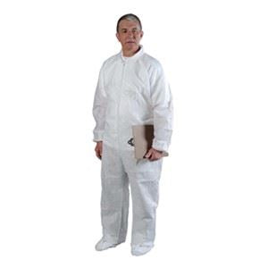 AlphaGuard Coverall, White, Inset Sleeve, Zip Clos