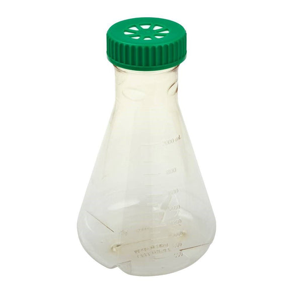 2L Erlenmeyer Flask, Vent Cap, Baffled Bottom, Ste